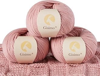 100% Merino Wool Yarn, 6-Ply Luxurious and Soft Yarn for Hand Knitting & Crocheting, 1.76 OZ/50g, 127 yds/116 Meters (Light Pink, 3 Balls)