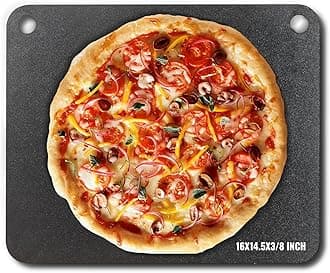 Pizza Steel, 16" x 14.5" x 3/8" Pizza Steel Plate for Oven, Pre-Seasoned Carbon Steel Pizza Baking Stone with 20X Higher Conductivity, Heavy Duty Pizza Pan for Outdoor Grill, Indoor Oven