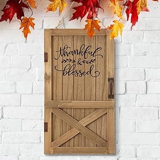 Glitzhome 17.95" Wood Decorative Signs Plaques Wall-Mounted Thank You Porch Panel Rustic Thanksgiving Barn Slab Hanging Rectangle Fall Plank Wheat Ornaments for Indoor Outdoor Farmhouse 1.5 ft
