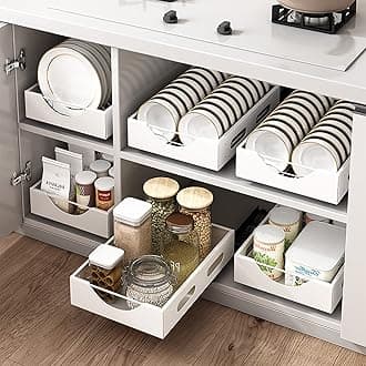 U-HOOME Pull Out Cabinet Drawer Kitchen Organizer,Slide Out Pantry Shelves Spice Rack Fits Spices, Sauces, Cans etc,Under Cabinet Storage (1pcs-Pull out Spice rack)