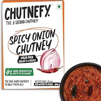 CHUTNEFY|Spicy Onion (Kara) Chutney|100% Natural Ingredients|75gms (Dry) Reusable |Add Water to Make 300ml|5-6 Servings|The All-time Classic Red Chutney