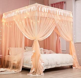 Mengersi Girls Princess Canopy Bed Curtain for Little Kids Toddler Mesh Mosquito Net Twin Size