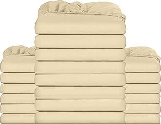 Utopia Bedding Fitted Sheet Bulk Pack of 20 Pieces - Single, Beige - Deep Pocket - Easy Care Soft Brushed Microfibre Fabric - Shrinkage and Fade Resistant - Bottom Sheet