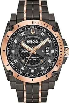 Bulova Men’s High Precisionist Quartz Icon Grey IP and Rose Gold Watch, Diamonds, 300M Water Resistant