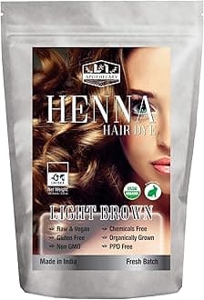 L&I Apothecary Organic Light Brown Henna Hair Dye - USDA Certified Organic, Natural, Gluten Free, Cruelty Free Hair Color