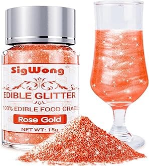Rose Gold Edible Glitter - 15g Food Grade Luster Dust Powder, Cake Decorating Sprinkle Glimmery Dust for Drinks, Wine, Fondant, Chocolate, Candy, Cookie, Vegan