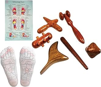CCcollections Wooden Massage toolsets for professionals with Reflexology charts Foot Hand Massage Wooden massage sticks (Set G (Socks))