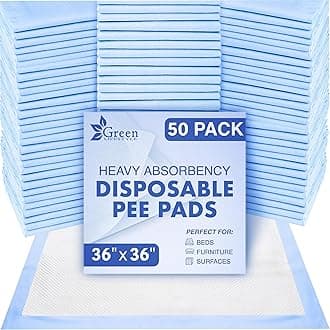 GREEN LIFESTYLE Disposable Underpads - Chucks Pads for Adults, Seniors and Children - Ideal for Incontinence Protection - Pet Disposable Pee Pads for Dogs, Cats (Pack of 50 - 36x36)