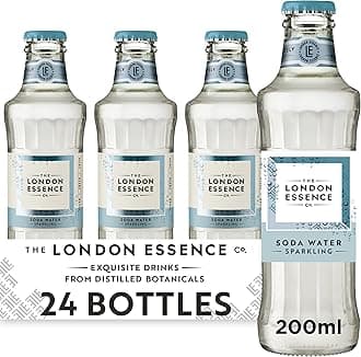 The London Essence Co. Soda Water, Premium Cocktail Mixer, 200ml, Pack of 24 bottles, No Artificial Colours Preservatives or flavours, Low Calorie