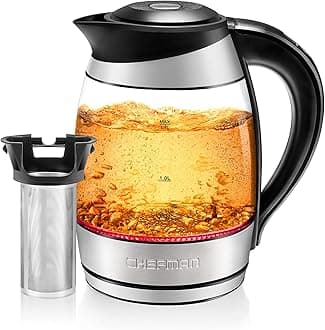 Chefman Electric Kettle w-Temperature Control, Removable Tea Infuser, 5 Presets LED Indicator Lights, 360 deg Swivel Base, BPA Free, Stainless Steel, 1.8 Liters