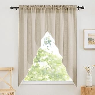 RYB HOME Curtain Tier and Swag Set, Privacy Sheer Curtains Window Treatment Drapes Light & Airy Voile Panels for Bedroom/Kitchen/Farmhouse Garden, 36 x 63-inch Each, 2 Pcs, Beige
