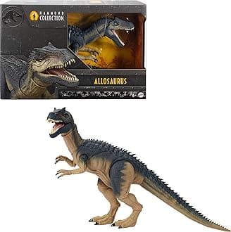 Mattel Jurassic World Hammond Collection Allosaurus Dinosaur Action Figure, Premium Movie Design, Glass Eyes & Wired Tail, 19 Points of Articulation (Amazon Exclusive)