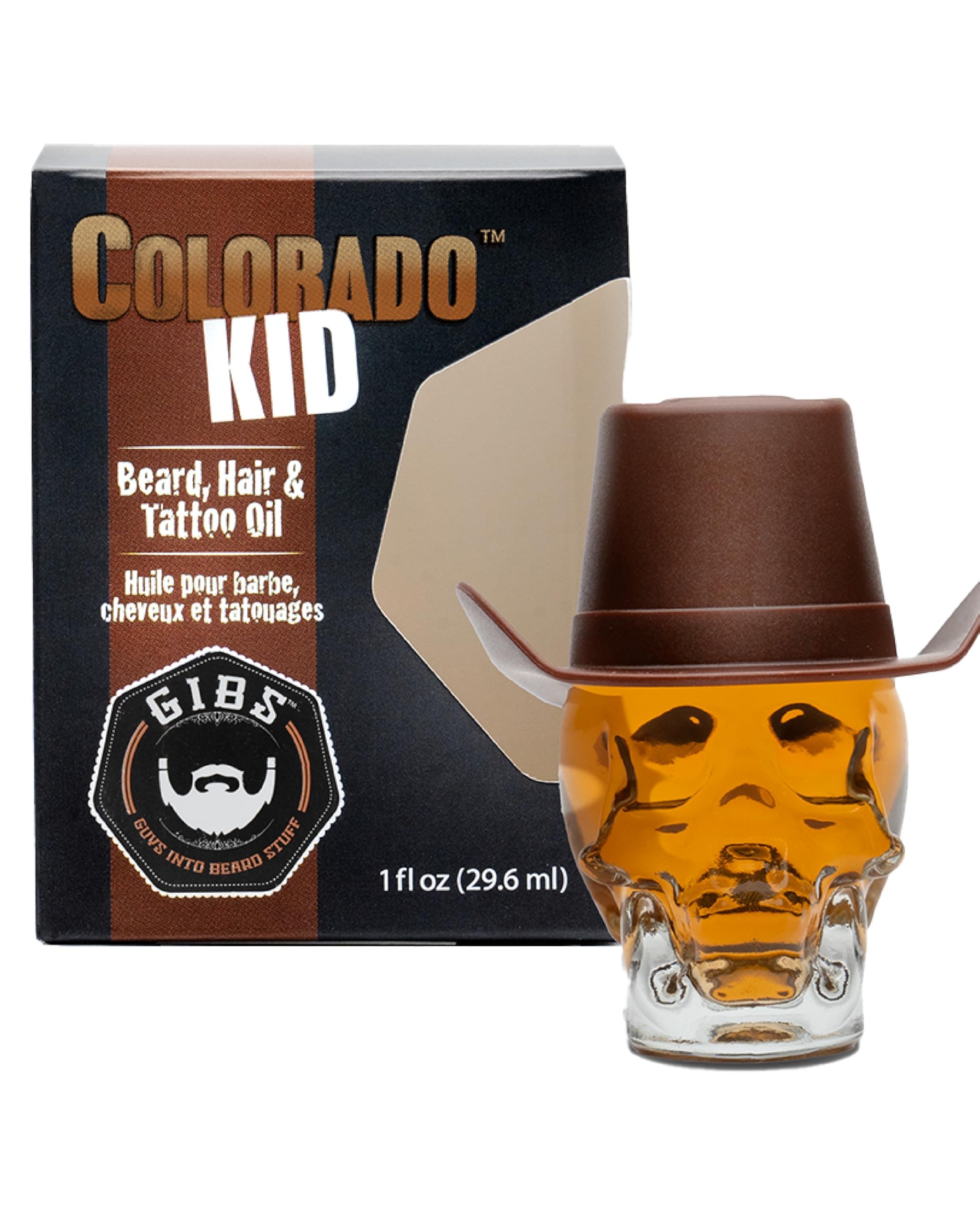 GIBS Grooming Signature Beard, Hair & Tattoo Oil, 1 oz Skull Jar