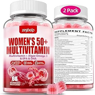 Sugar-Free Womens Multivitamin 50 Plus Gummies with Calcium, Magnesium, Zinc, Vitamin A, C, D3, E, K2, B Complex, Folate, Biotin - Multi Vitamins & Minerals for Skin, Energy, Immune Support