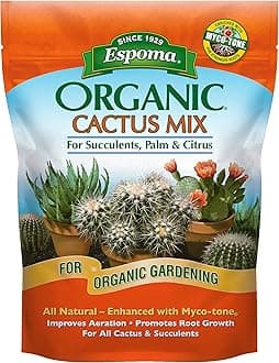 Espoma Organic Cactus Potting Soil Mix, Natural & Organic Soil for Cactus, Succulent, Palm, and Citrus Grown in containers Both Indoors and Outdoors, 8 qt, Pack of 1