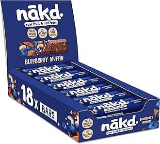 Nakd Blueberry Muffin Natural Fruit & Nut Bars - Vegan - Gluten Free - Healthy Snack, 35 g (Pack of 18)