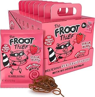 The FROOT Thief Real Fruit Snack Whips, Nut Free, Perfect for School Lunches, Individual Bags for Kids, Strawberry 40 Pack