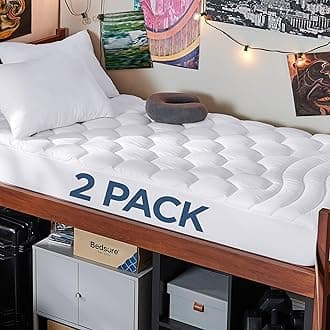 Bedsure Twin XL Mattress Pad 2 Pack - Soft Mattress Topper for College Dorm Essentials, Extra Long Twin Bed Protector Cover with 8-21 Inches Deep Pocket, White, 2 Pack, 39x80 Inches