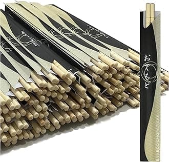 200 Round Separated Disposable Chopsticks | Best for Sushi | Bamboo Wooden Chinese Chop sticks - Bamboo Chopstick Bulk - Disposable Utensils Premium Quality - (100 Pairs)