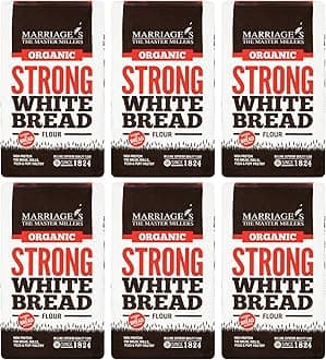 W & H Marriage & Son Organic Strong White Bread Flour 1kg (Pack of 6)