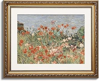 ARPEOTCY Vintage Gold Framed Wall Art, Retro Garden Shoals Sea Sky, Canvas Prints Artwork with Antique Frame, Victorian Wall Paintings Decor for Living Room Gallery, 13x16 inch