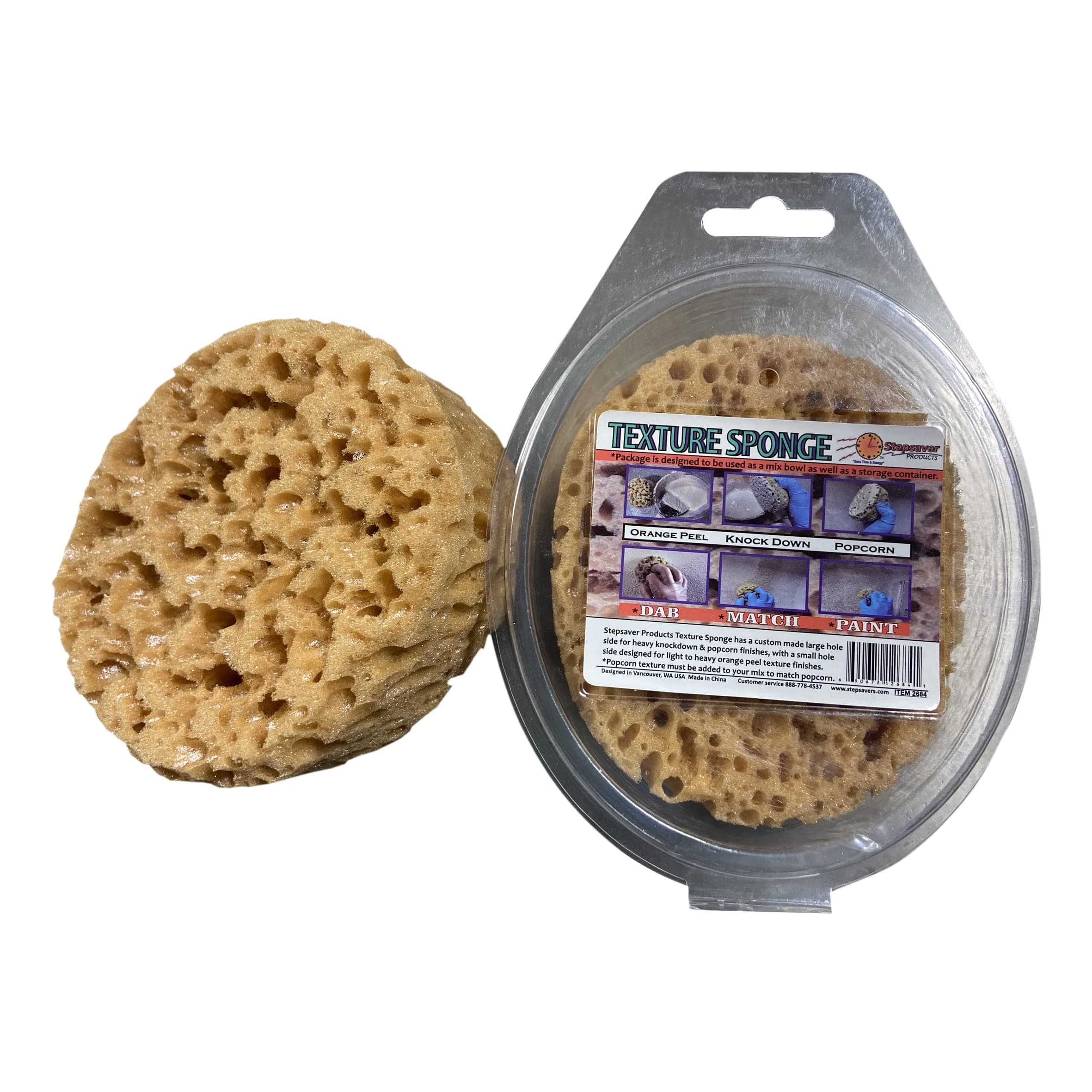 Stepsaver Wall and ceiling texture matching sponge with mix storage bowl combo