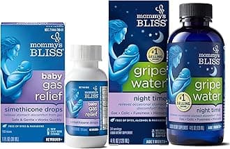 Fast-Acting Baby Gas Relief Drops 100 Servings (Pack of 1) with Gripe Water Night Time 24 Servings (Pack of 1) for Day/Night Gas Relief