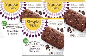 Simple Mills Almond Flour Snack Bars (Chocolate Brownie) with Organic Coconut Oil, Chia Seeds, Sunflower Seeds, and Flax Seeds, 6oz, 3 Count