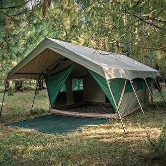 Echo 2200 Luxury Waterproof Ripstop Canvas All-Season 3 Room Glamping Resort Style Tent