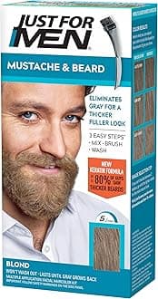 Mustache & Beard, Beard Dye for Men with Brush Included, With Keratin Biotin Aloe and Coconut Oil for Healthy Facial Hair - Blond, M-10/15, Pack of 1 (Packaging May Vary)