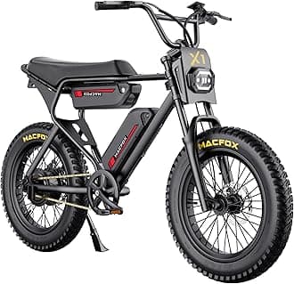 MACFOX Ebikes for Adults, 750W Electric Bike Wheelie 25 MPH Max Speed, 38 Miles Range, 20" Fat Tire E-Bike with Front Suspension, E-Bikes for Riding to City/School, X1S-2025 (Class-3)