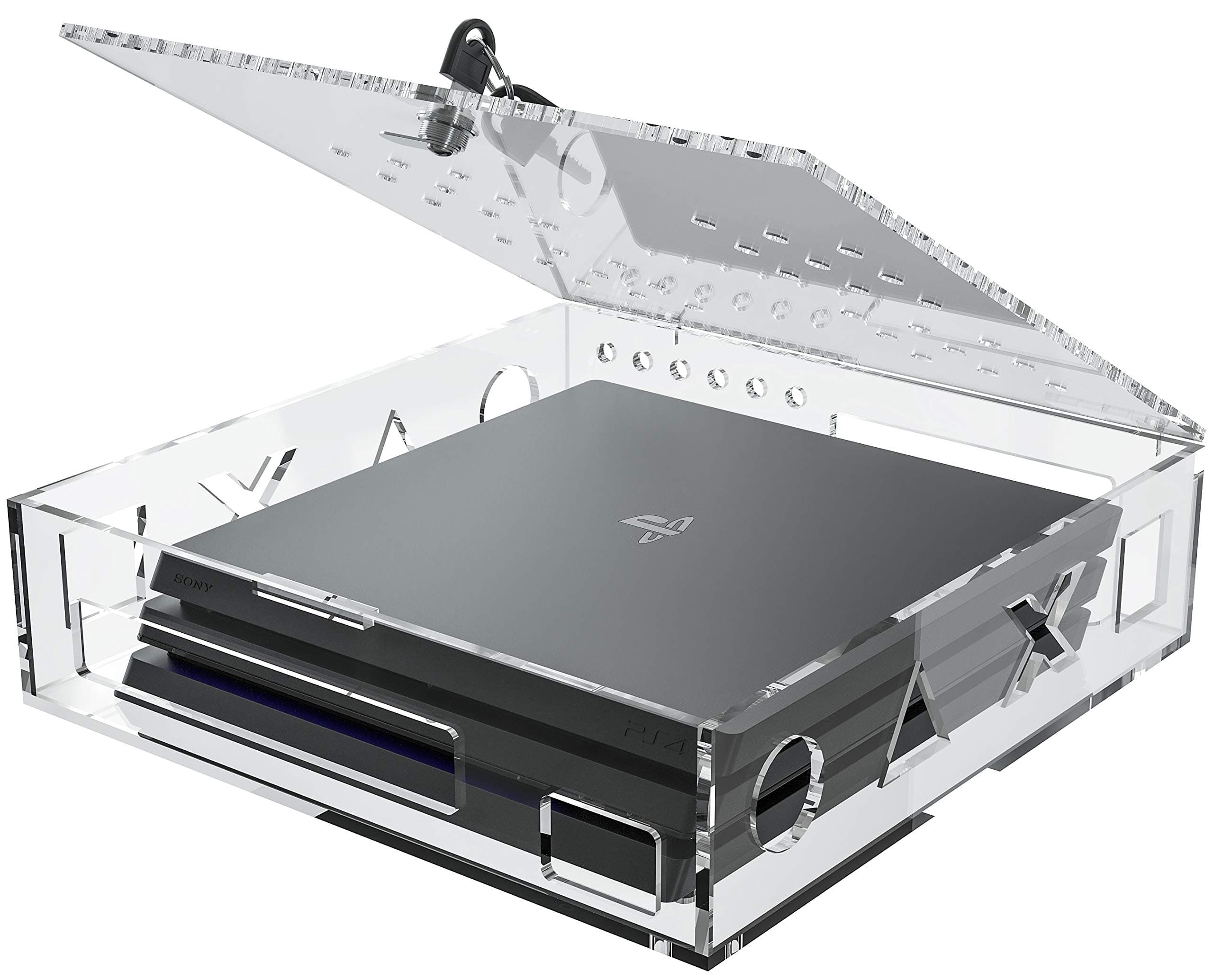 Skywin Acrylic Lock Box for PS4 Game Console - Secure and Protect Public Gaming Consoles - Compatible with Playstation, PS4 Slim, PS4 Pro