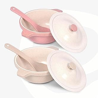 Eha Earth Friendly Serving Bowls with Lid | Microwave Safe | Made with Rice Husk and Bamboo Fibers | 1250 ml Each | Set of 2 | Innocent-Sand Pink Beige