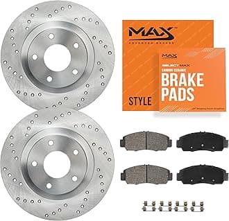Max Advanced Brakes Front Brake Kit Compatible With 2006-2010 2011 2012 Ford Fusion Compatible With Lincoln MKZ Zephyr Replacement Cross Drilled Disc Brake Rotors and Ceramic Brake Pads