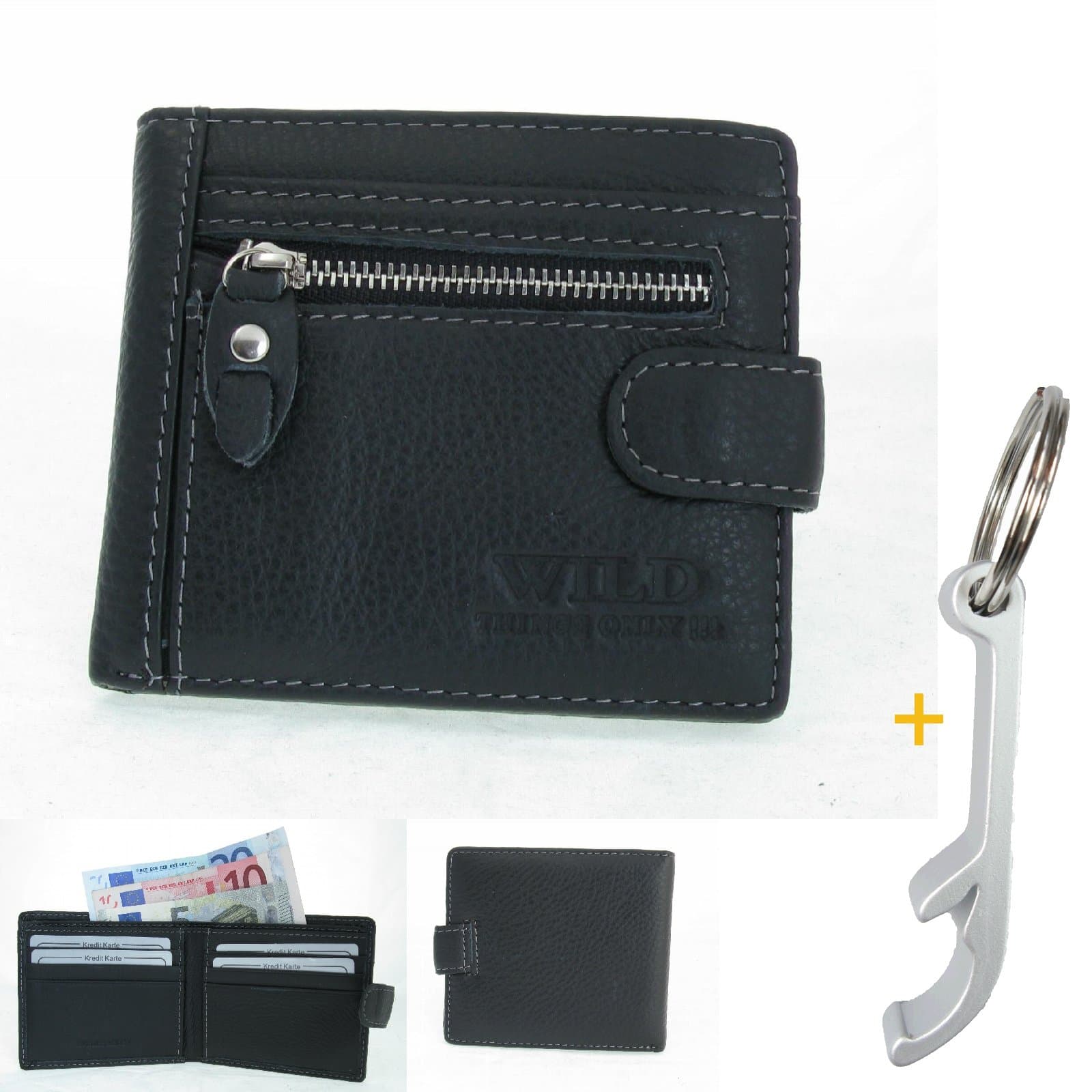 GENUINE LEATHER PURSE # 3359 Rustic Black Practical Split Bolt Wallet