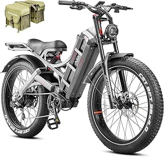eAhora 2026 Romeo Pro 3 5600W 50Mph High-Torque Ebike, 60V 80Ah 250-Mile Long Range Electric Bike for Adults, Adjustable Air Suspension, 26'' Puncture-Proof Tire, UL 2849 Certified by TÜV