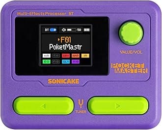 Pocket Master-Portable Multi Effects Pedal, 100+ Built-in Guitar/Bass/Acoustic Effects, Amp Modeling, IR Cabinets Simulation, Stereo OTG USB Audio Interface, Rechargeable (Purple)