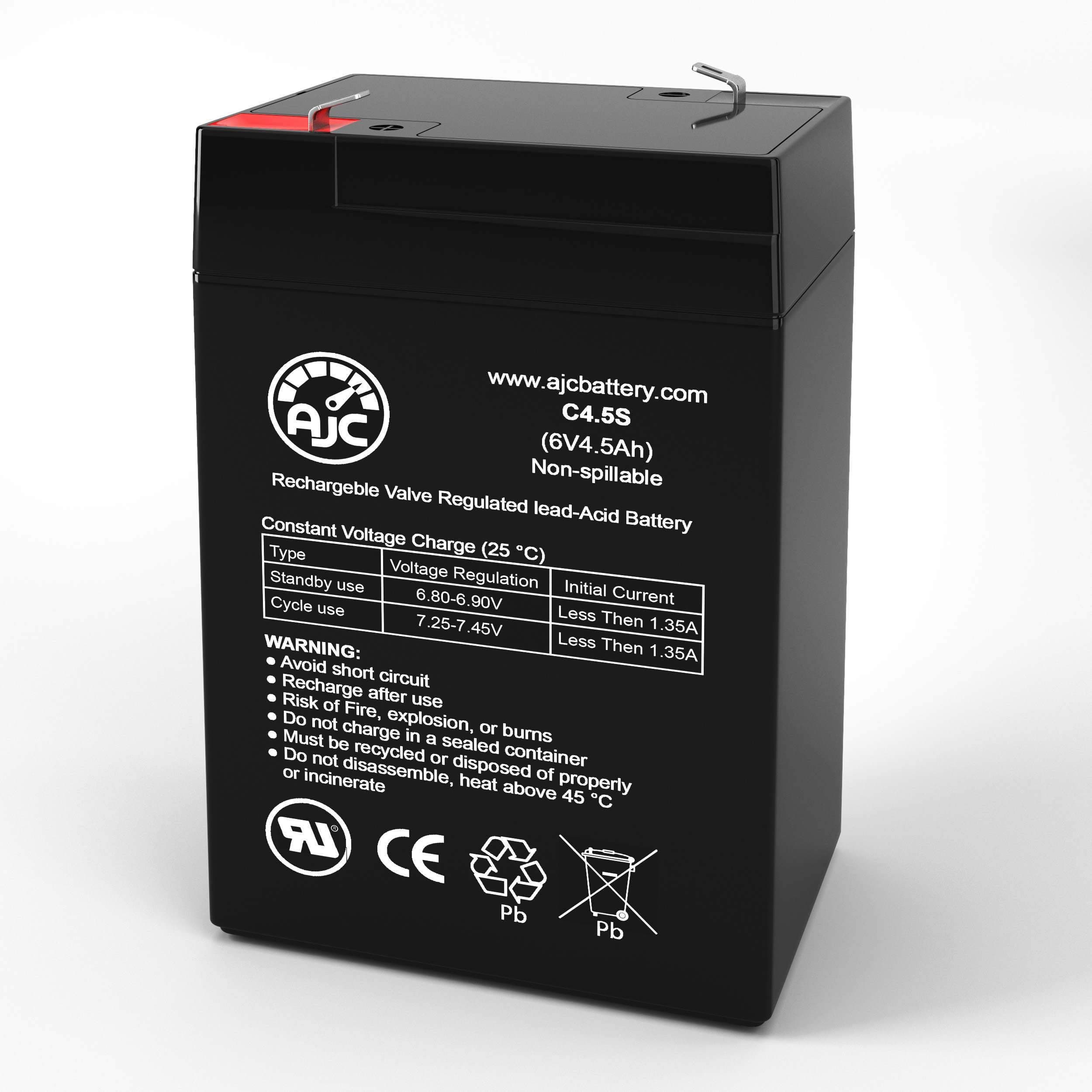 AJC Battery Replacement Compatible with PK Electronics Blackout Buster Model 400 6V 4.5Ah UPS Battery