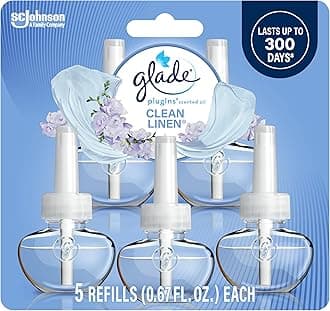 PlugIns Refills Air Freshener, Scented and Essential Oils for Home and Bathroom, Clean Linen, 3.35 Fl Oz, 5 Count