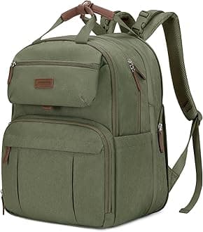 mommore Diaper Bag Backpack, Multi-pocket Large Diaper Bag Travel Backpack for Mom Dad, Quick Access Baby Bag with Insulated Pockets, Changing Pad, Stroller Straps