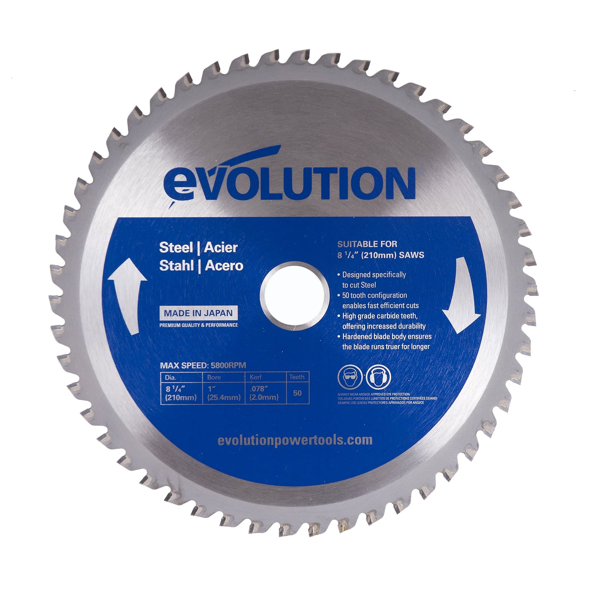 Evolution Power Tools 8-1/4BLADEST 8-1/4-Inch Steel Cutting Blade with 1-Inch Arbor