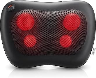 Back Massager, Neck Massage, Shiatsu Pillow with Heat, Deep Tissue Kneading Massager for Neck, Back, Shoulder, Legs, Electric, Muscle Pain Relax, Gifts for Women Men Mum Dad Him Her