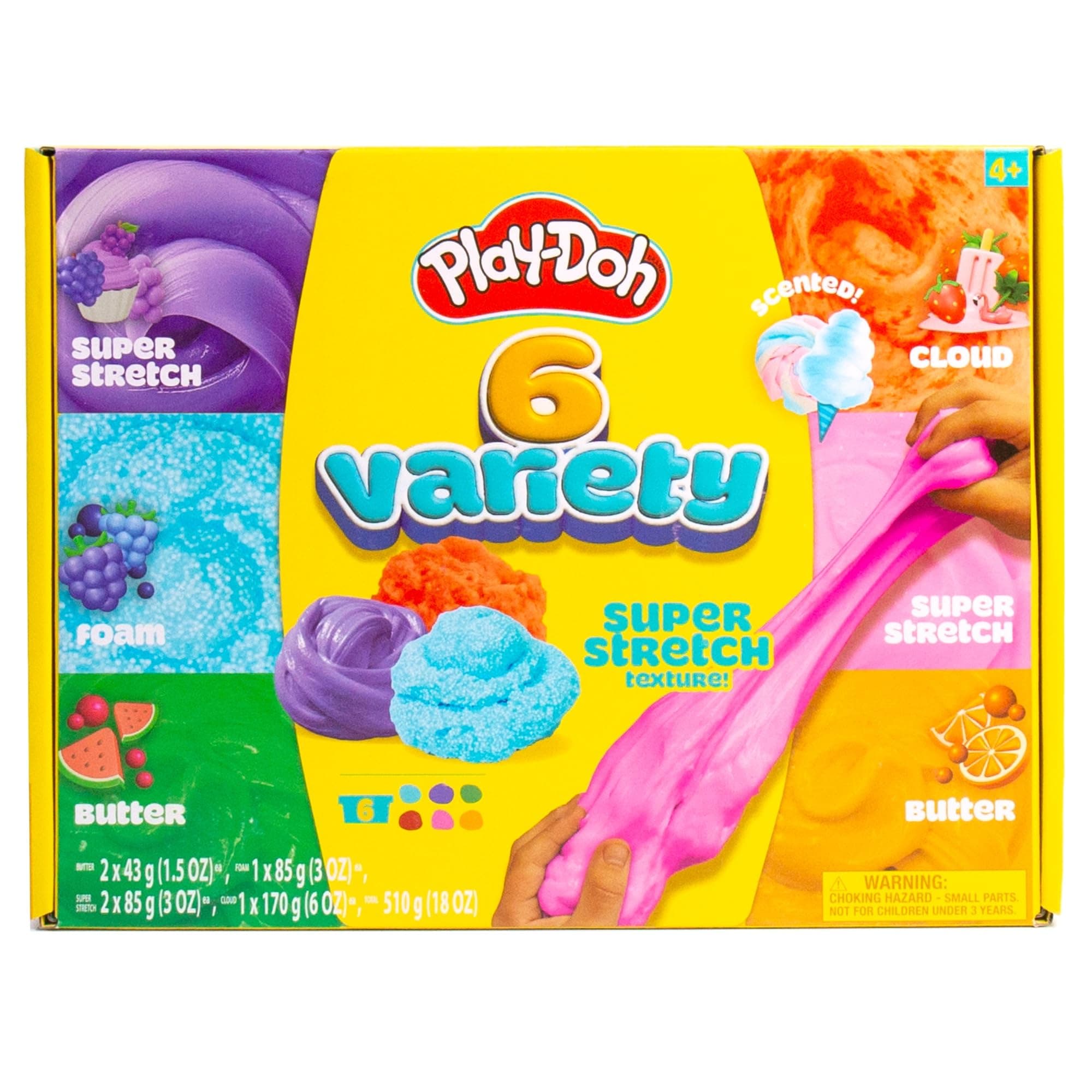 Play-Doh 6 Compounds - Super Stretch, Playform, Butter, Cloud, Compound Pack