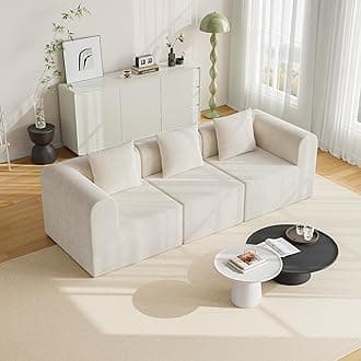 wanan 94.5'' Modular Sectional Couches for Living Room with Deep Seat, L-Shape Cloud Sofa Couch, High Density Memory Foam, Boneless Upholstered Couches, Easy Assembly (Warm White, 3 Seats)