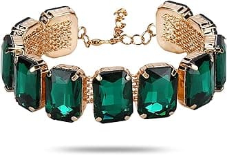 YouBellaCrystal Studded Jewellery Bangle Bracelet Gold Plated Charm Bracelet for Women (Green) (YBBN_91727)