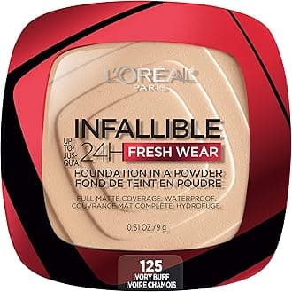 Makeup Infallible Fresh Wear Foundation in a Powder, Up to 24H Wear, Waterproof, Ivory Buff, 0.31 oz.