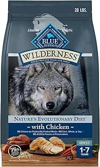 Blue Buffalo Wilderness Natural High-Protein Dry Food for Adult Dogs, Chicken Recipe, 28-lb. Bag