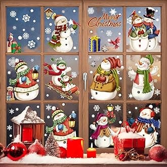 194Pcs Christmas Decorations Snowman Window Clings for Glass Windows, Indoor Christmas Stickers
