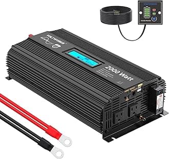 Pure Sine Wave 2000Watt Car Power Inverter DC 12V to 120V AC with 2 AC Outlets 2x2.4A USB Ports 1 AC Terminal Block Remote Control and LCD Display[3 Years Warranty] by VOLTWORKS