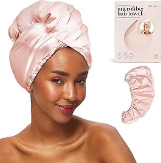 Kitsch Satin Wrapped Microfiber Hair Towel Wrap for Women - Quick Dry Towel | Microfiber Towel for Hair | Hair Drying Towel Wrap for Long Hair | Hair Towels for Women | Hair Turban Towel (Satin Blush)